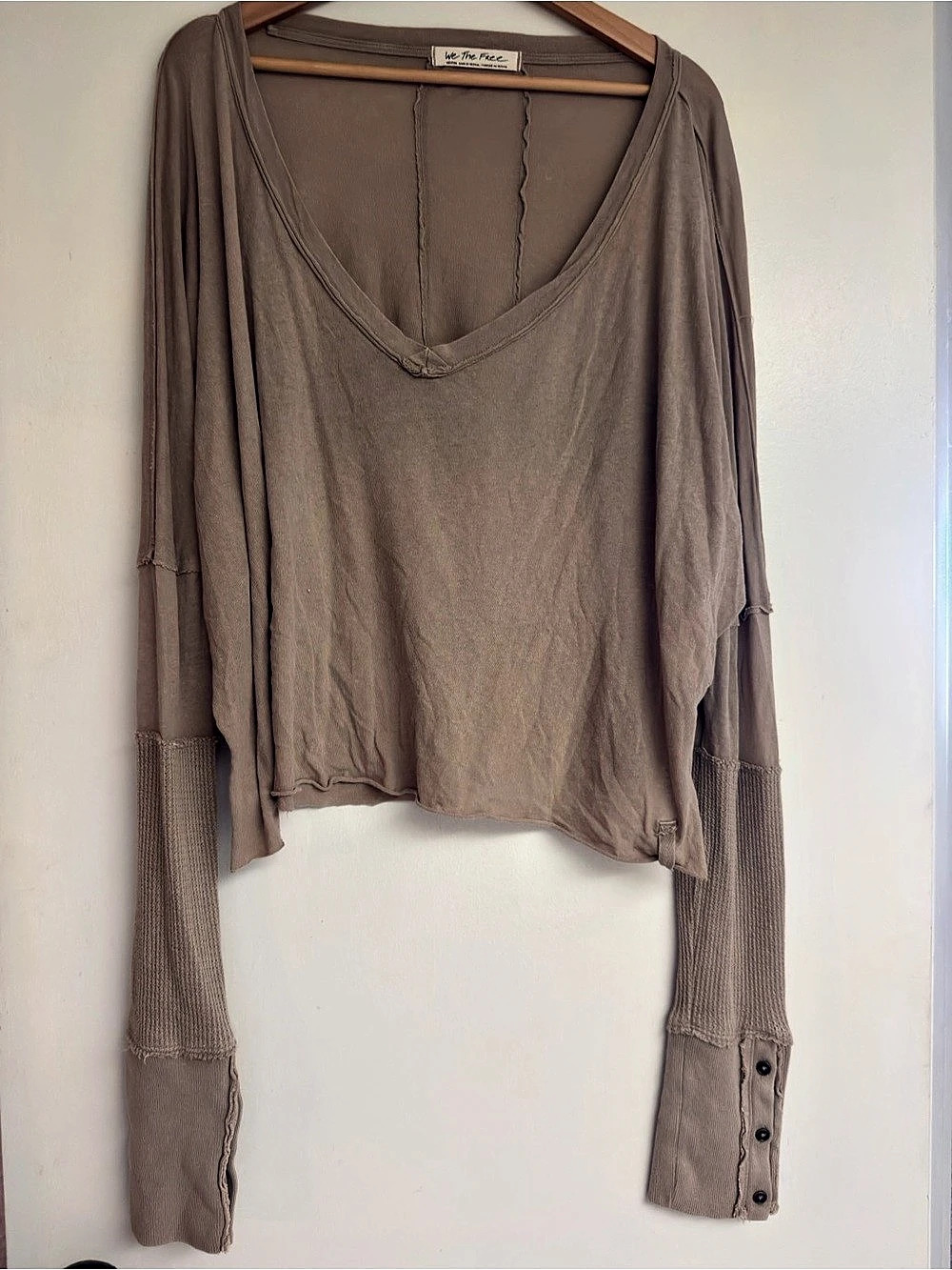 Free People We The Free Surplus Cuff Top Brown Long Sleeve